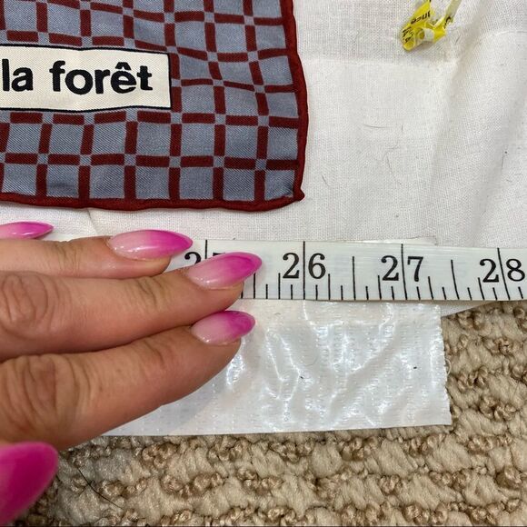 Square Daniel La Foret Brand Silk Scarf Geometric Print 26”x26” - Picture 14 of 14